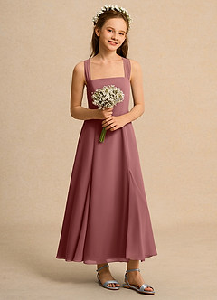 Azazie Tater Junior Formal Blumenmädchenkleider A-Linie Plissee Chiffon Kleid Amethyst image5