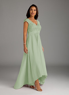 Azazie Irmeli Mother of the Bride Dresses Dusty Sage A-Line Lace Chiffon Dress image2