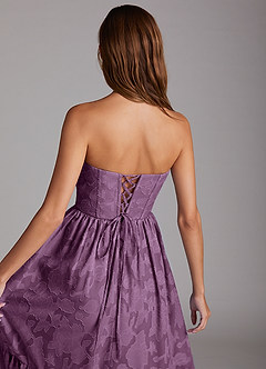 Azazie Delphina Bridesmaid Dresses Wisteria A-Line Strapless Floral Burnout Convertible Dress image6