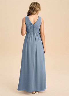 Azazie Skyla Junior Dusty Blue A-Line Pleated Chiffon Dress image2