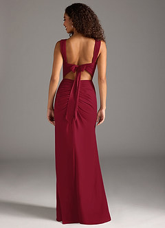 Azazie Jesaphine Bridesmaid Dresses Burgundy Sheath Bow Chiffon Dress image2