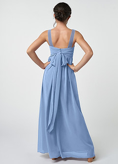 Azazie Kora Steel Blue A-Line Pleated Chiffon Dress image2