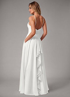 Azazie Amalia Vestidos de madrinha de casamento Vestido Branco de Chiffon de Linha A com Plissado image2