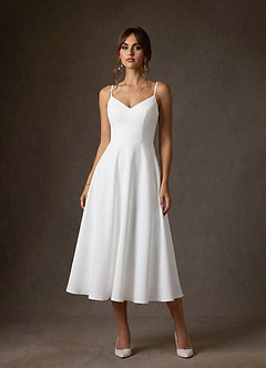 Azazie Xena Wedding Dresses Diamond White Cocoa A-Line Stretch Crepe Dress image5