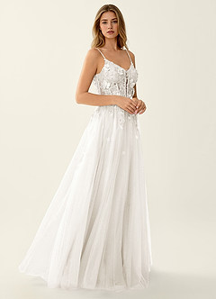 Briseis White Lace Corset Lace Up Back Tulle Prom Dress image3