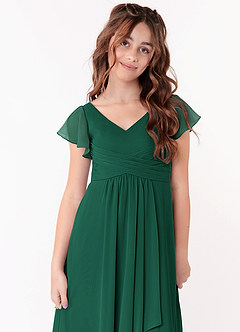 Azazie Omari Junior Klänning av A-Line i Chiffong Ruched image4