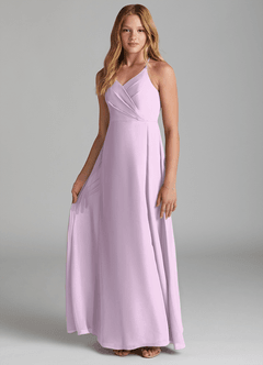 Azazie Davis Junior Jurk van Chiffon met A-Lijn Frosted Lila image3