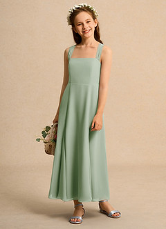 Azazie Tater Girl Flower Girl Dresses Dusty Sage A-Line Pleated Chiffon Dress image1