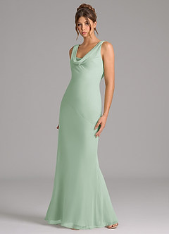 Azazie Rylina Bridesmaid Dresses Agave Mermaid Pleated Chiffon Dress image4