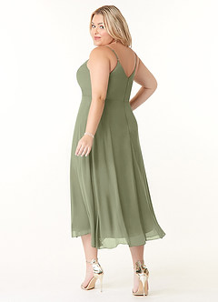 Azazie Clarissa At-home Try On Dresses Cabernet A-Line V-Neck Chiffon Dress image10