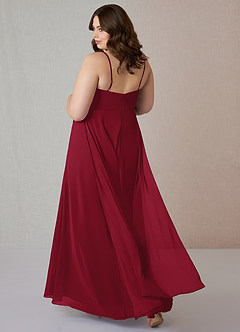 Azazie Emerald Bridesmaid Dresses Burgundy A-Line Ruffled Chiffon Dress image8