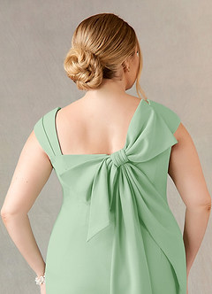 Azazie Ellen Mother of the Bride Dresses Dusty Sage Sheath Side Slit Stretch Crepe Dress image11