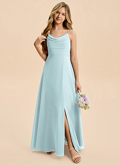 Azazie Gia Junior Mist A-Line Pleated Chiffon Dress image6