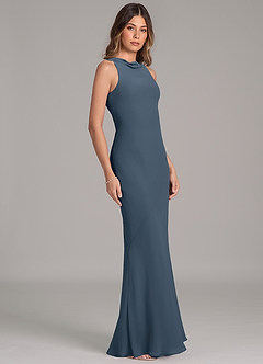 Azazie Allettie Abiti da Damigella Abito Sirena in Chiffon Blu Nettuno image5