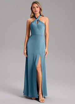 Azazie Tracie Bridesmaid Dresses Bermuda A-Line Side Slit Stretch Satin Dress image5