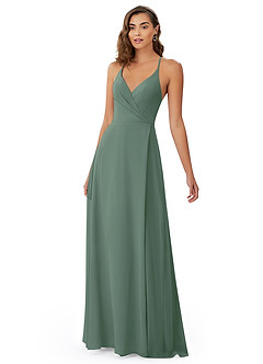 Azazie Davis Bridesmaid Dresses A-Line V-Neck Chiffon Floor-Length Dress image3