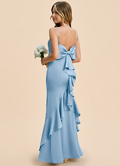 Azazie Lioren Junior Powder Blue Sheath Bow Stretch Satin Dress image4