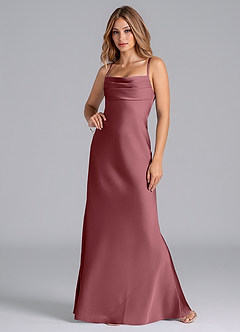 Azazie Seema Bridesmaid Dresses Desert Rose Mermaid Corset Stretch Satin Dress image4