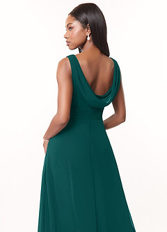 Azazie Karina Bridesmaid Dresses Peacock A-Line Pleated Chiffon Dress image4