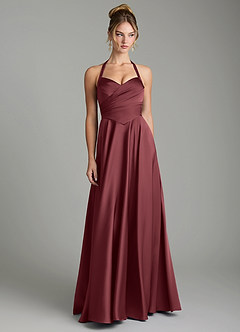 Azazie Tenaya Bridesmaid Dresses Merlot A-Line Sweetheart Neckline Stretch Satin Dress image4