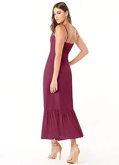 Azazie Justina Brautjungfernkleider A-Linie Herzausschnitt Chiffon Kleid Maulbeerrot image4