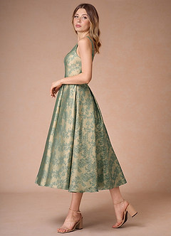 Vestido Platino Verde Azulado Midi Inès image6