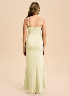 Azazie Buzzy Junior Lemon Sorbet Sheath Pleated Stretch Satin Dress image2