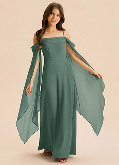 Azazie Moana Junior Linia A Pofałdowany Szyfon Długość podłogi Młodsza druhna Sukienka image1