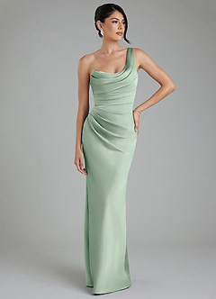 Azazie Sabrina Bridesmaid Dresses Agave Mermaid Corset Stretch Satin Dress image7