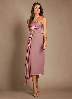 Azazie Dinanta Mother of the Bride Dresses Dusty Rose Column Pleated Chiffon Dress image6
