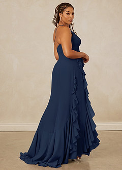 Christian Siriano Bridal for Azazie 1006 Bridesmaid Dresses Dark Navy Mermaid Ruched Chiffon Dress image9
