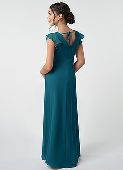 Azazie Claudine Junior Ink Blue A-Line Pleated Chiffon Dress image4