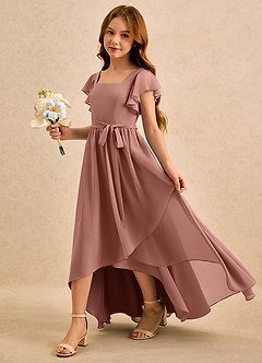 Azazie Milly Girls Formal Flower Girl Dresses Cedar Rose A-Line Pleated Chiffon Dress image6