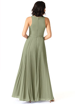 Azazie Lindie Bridesmaid Dresses Pistachio A-Line Scoop Pleated Chiffon Dress image2