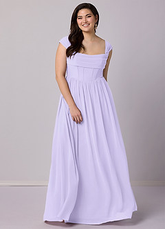Barbie ♥ Azazie Bridesmaid Dresses Lilac A-Line Corset Chiffon Dress image12