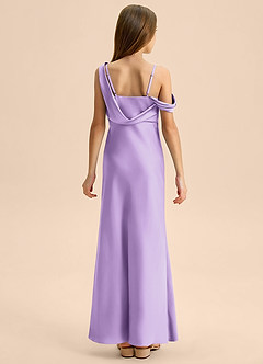 Azazie Madelyn Junior Osłona Zza ramienia Satyna elastyczna Długość podłogi Młodsza druhna Sukienka image2