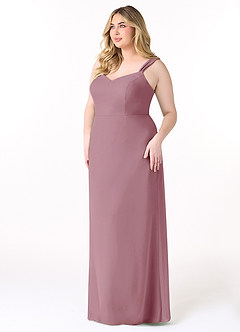 Azazie Denice Bridesmaid Dresses Vintage Mauve Sheath Pleated Chiffon Dress image11