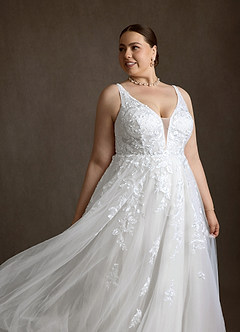 Azazie Sorella Vestidos de novia Vestido Diamante Blanco de Tul de Línea A con Lentejuelas image10