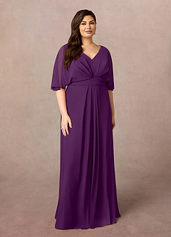 Azazie Oksana Abiti per la Madre della Sposa Abito A-Line in Chiffon con Scollo a V a Pieghe Uva image6
