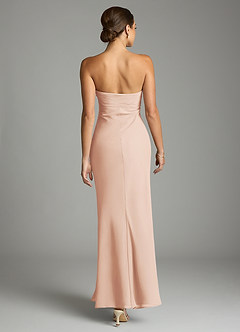 Azazie Saylor Vestidos de damas de honor Vestido de Rosa Inglesa de Gasa de Corte Sirena con Sin tirantes image11