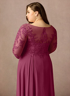 Azazie Marge Mother of the Bride Dresses Mulberry A-Line Scoop Lace Chiffon Dress image12