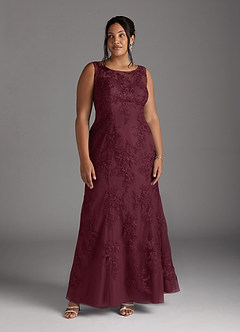 Azazie Whilhelmina Mother of the Bride Dresses Cabernet Mermaid Lace Chiffon Dress image12