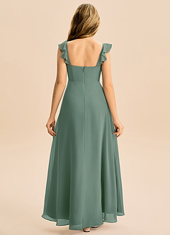 Azazie Mavie Junior Abito A-Line in Chiffon Increspato Eucalipto image2