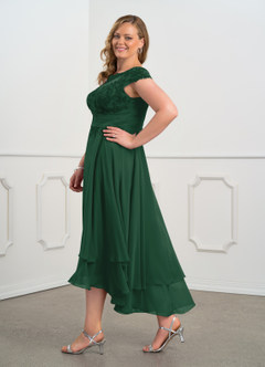Azazie Shonda vestidos de madre de la novia Vestido de Verde Oscuro de Gasa con Encaje image10