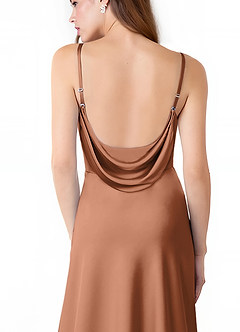 Azazie Alaija Bridesmaid Dresses Bronzer Mermaid Side Slit Stretch Satin Dress image6