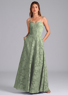 Azazie Stasy At-home Try On Dresses Agave A-Line Sweetheart Neckline Floral Burnout Dress image3