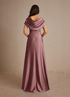 Azazie Branford Mother of the Bride Dresses Vintage Mauve A-Line Pleated Stretch Satin Dress image6