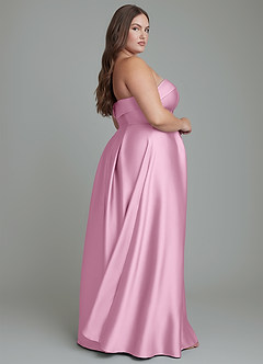 Azazie Lucienne Bridesmaid Dresses Candy Pink A-Line Strapless Stretch Satin Convertible Dress image15