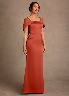 Azazie Henrieta 신부의 어머니 드레스 쉬스 레이스 스트레치 새틴 플로어 길이 드레스 image3