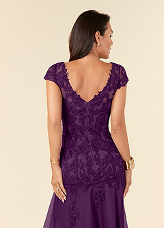 Azazie Romy Mother of the Bride Dresses Grape Mermaid V-Neck Sequins Tulle Dress image6